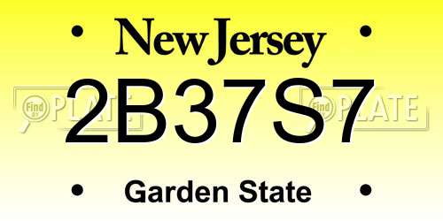 2B37S7 New Jersey License Plate