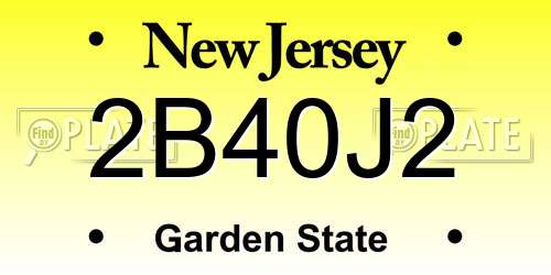 2B40J2 New Jersey License Plate