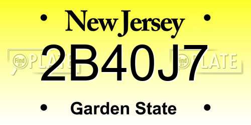 2B40J7 New Jersey License Plate