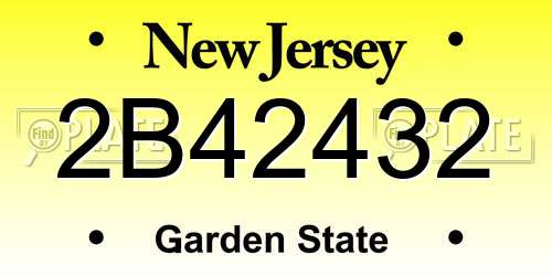 2B42432 New Jersey License Plate