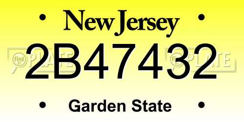 2B47432 New Jersey License Plate