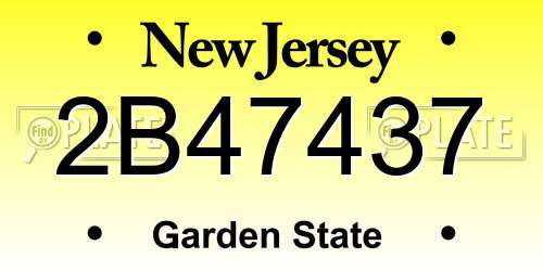 2B47437 New Jersey License Plate