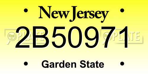 2B50971 New Jersey License Plate