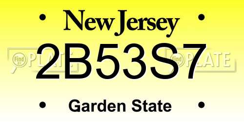 2B53S7 New Jersey License Plate