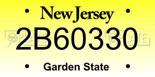 2B60330 New Jersey License Plate