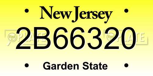 2B66320 New Jersey License Plate