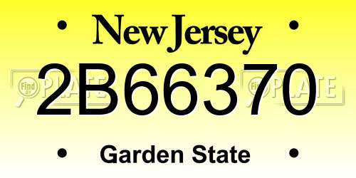2B66370 New Jersey License Plate