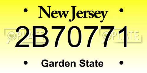 2B70771 New Jersey License Plate