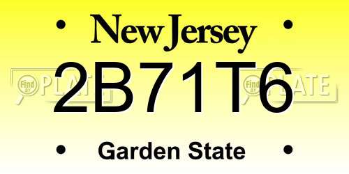 2B71T6 New Jersey License Plate