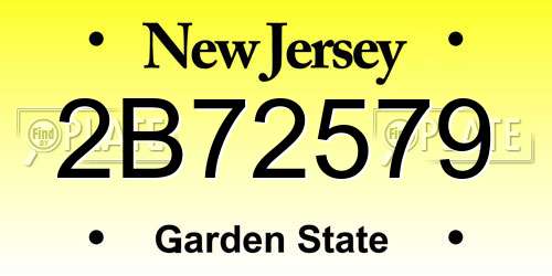 2B72579 New Jersey License Plate