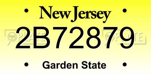 2B72879 New Jersey License Plate