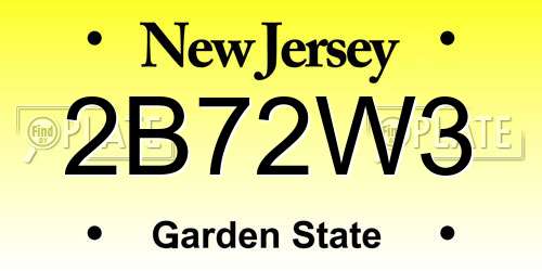 2B72W3 New Jersey License Plate