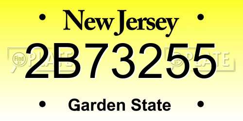 2B73255 New Jersey License Plate