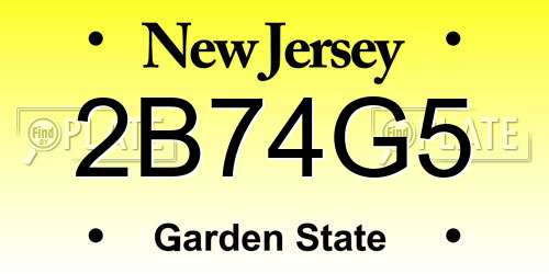 2B74G5 New Jersey License Plate