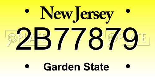 2B77879 New Jersey License Plate