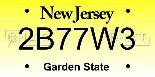 2B77W3 New Jersey License Plate