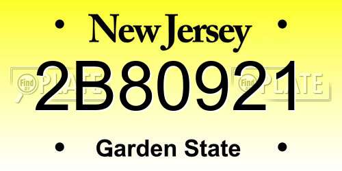 2B80921 New Jersey License Plate
