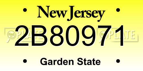 2B80971 New Jersey License Plate