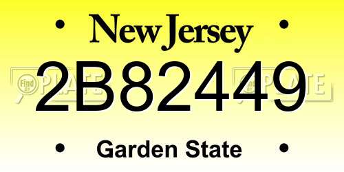 2B82449 New Jersey License Plate