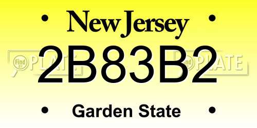 2B83B2 New Jersey License Plate