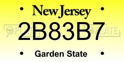 2B83B7 New Jersey License Plate