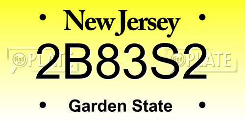 2B83S2 New Jersey License Plate