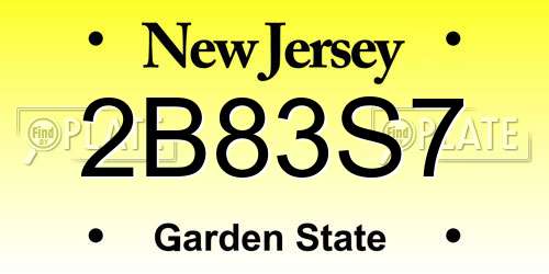 2B83S7 New Jersey License Plate
