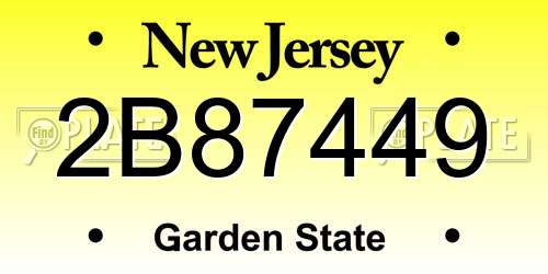 2B87449 New Jersey License Plate