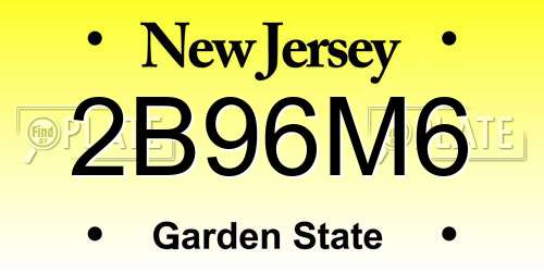 2B96M6 New Jersey License Plate