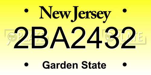 2BA2432 New Jersey License Plate