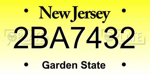 2BA7432 New Jersey License Plate