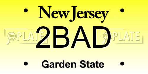 2BAD New Jersey License Plate