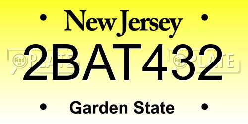 2BAT432 New Jersey License Plate