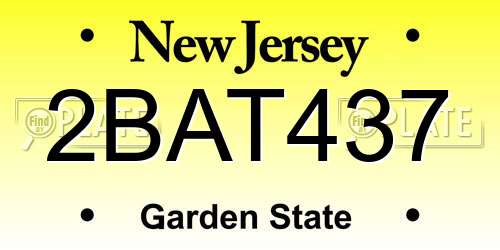 2BAT437 New Jersey License Plate