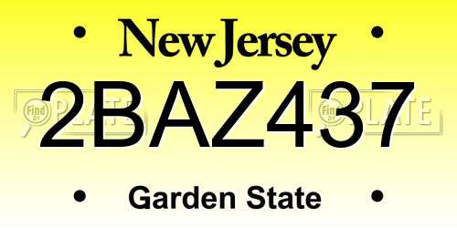 2BAZ437 New Jersey License Plate