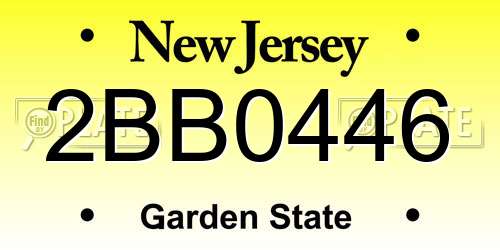 2BB0446 New Jersey License Plate