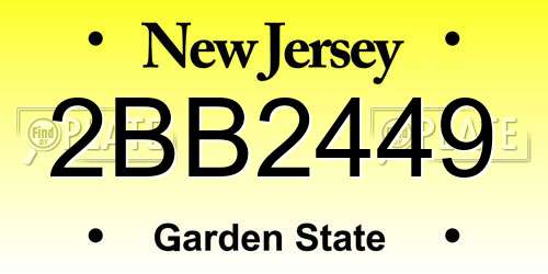 2BB2449 New Jersey License Plate