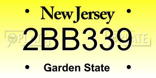 2BB339 New Jersey License Plate