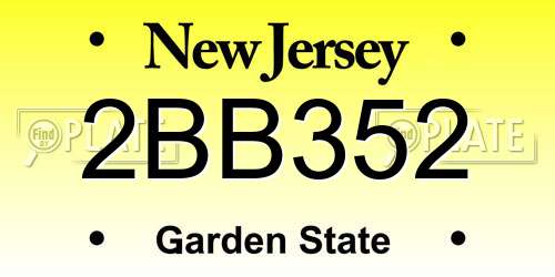 2BB352 New Jersey License Plate