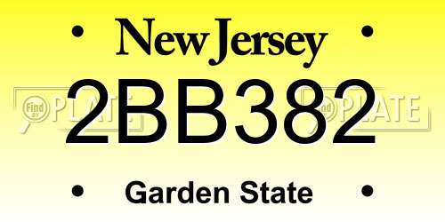 2BB382 New Jersey License Plate
