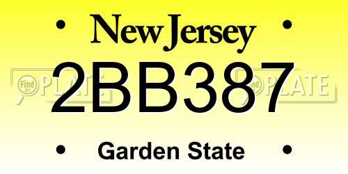 2BB387 New Jersey License Plate
