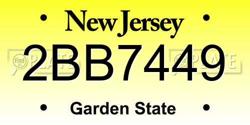 2BB7449 New Jersey License Plate