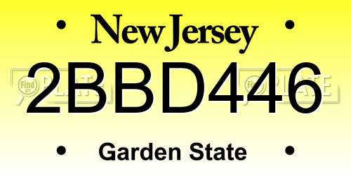2BBD446 New Jersey License Plate