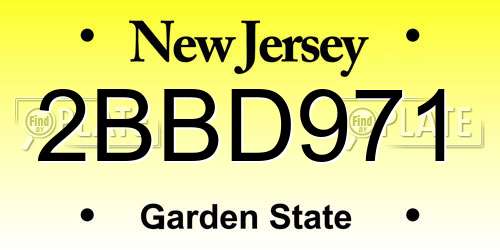 2BBD971 New Jersey License Plate