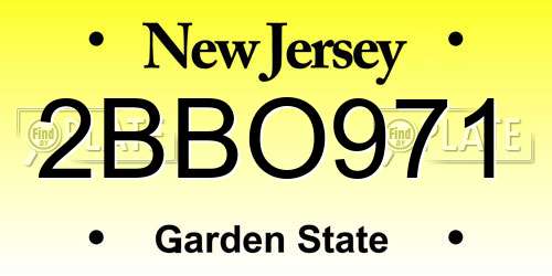 2BBO971 New Jersey License Plate