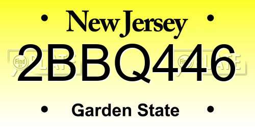 2BBQ446 New Jersey License Plate