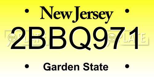 2BBQ971 New Jersey License Plate