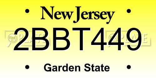 2BBT449 New Jersey License Plate