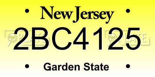 2BC4125 New Jersey License Plate