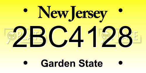 2BC4128 New Jersey License Plate